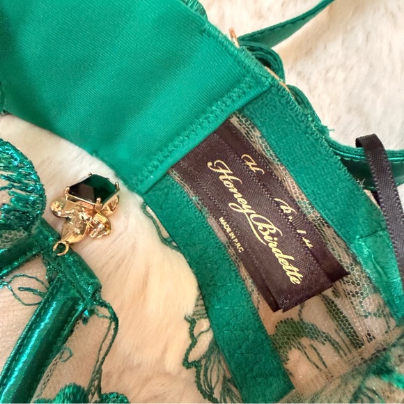 NWT Honey Birdette Willow Underwire plunge bra in Emerald size 38DDD - Picture 7 of 14